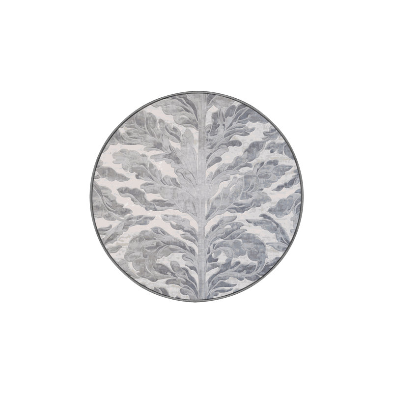 Machine Washable Gray Area Rug, Round 8'
