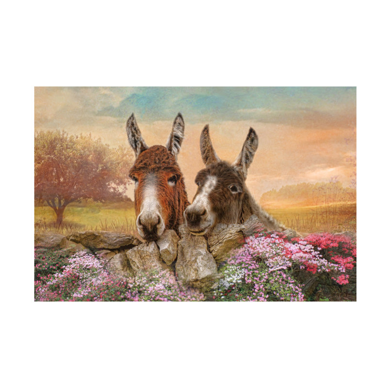 «Lacagnia Donkey Duo On Canvas» par Trudi Simmonds, reproduction, H 12 po x l 19 po x P 2 po