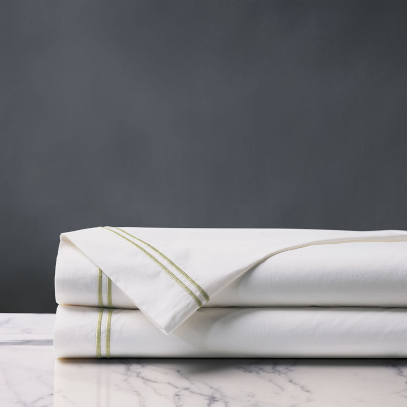 Enzo 100% Cotton Percale Flat Sheet, Pear, Twin Flat Sheet