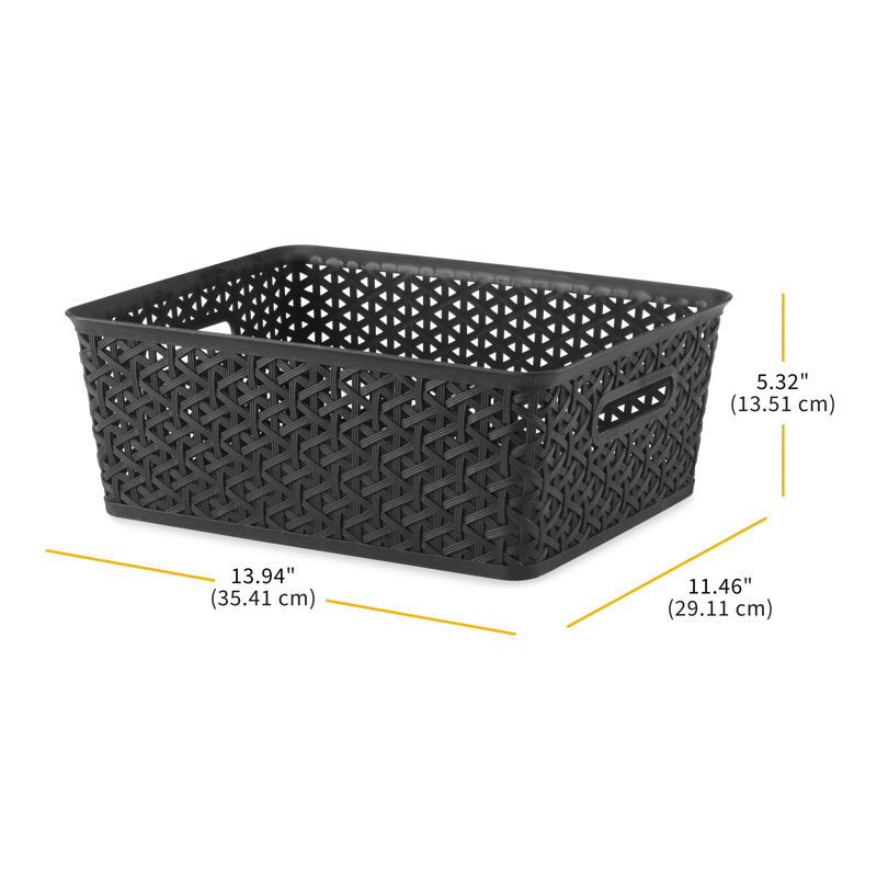 Whitmor Resin Form Half Basket, Black, Large