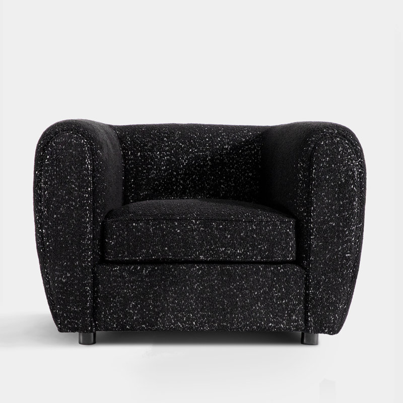 Fauteuil demi-tonneau Celal, 100 % polyester noir