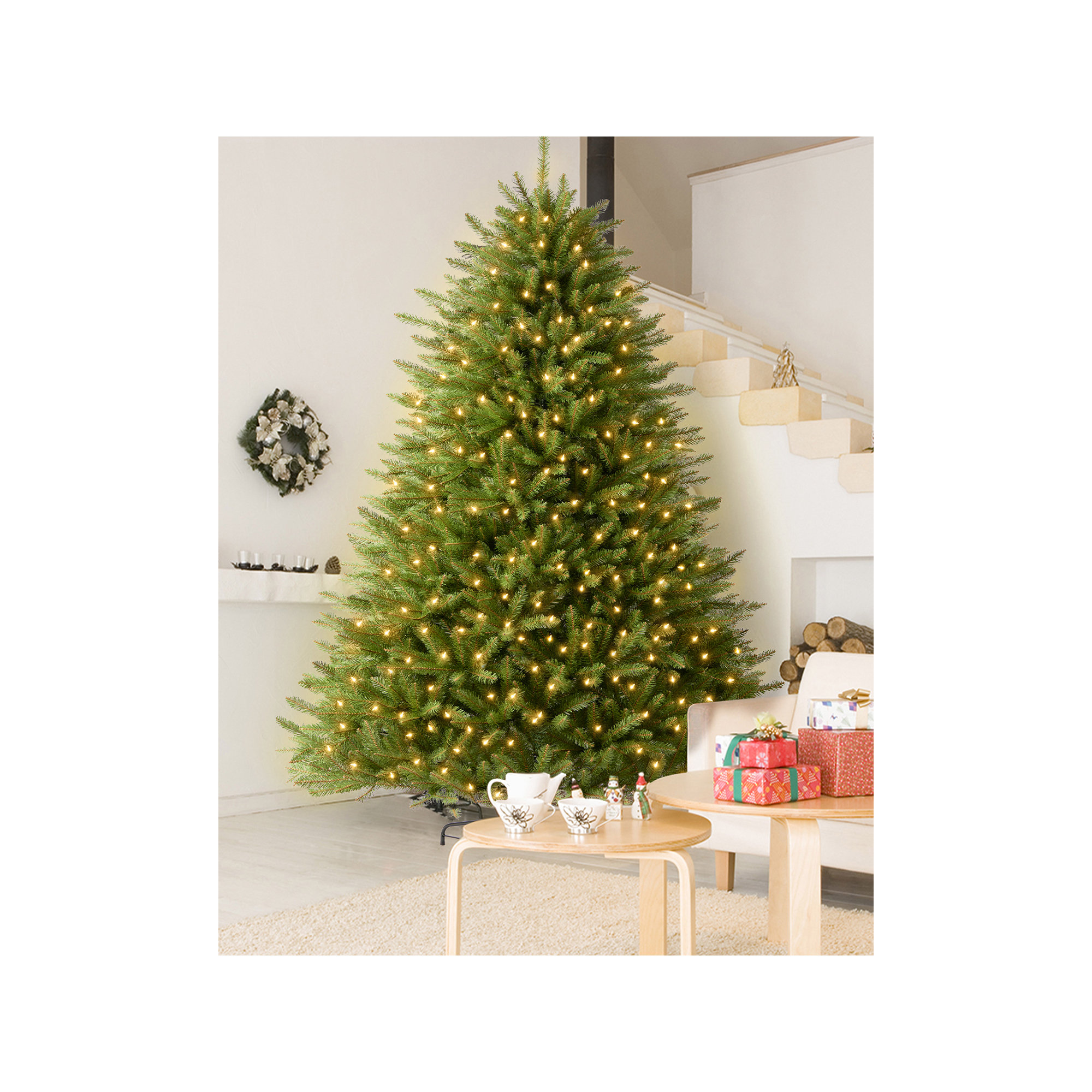 Artificial Fir Christmas Tree with Color & Clear Lights, 6 ft.