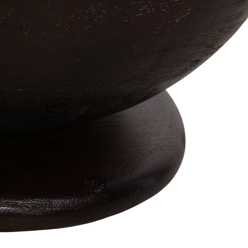 Table basse ronde moderne en marbre incrusté et bois de manguier pour salon - Petite table sculpturale pour coin détente - 79 cm, marron et beige