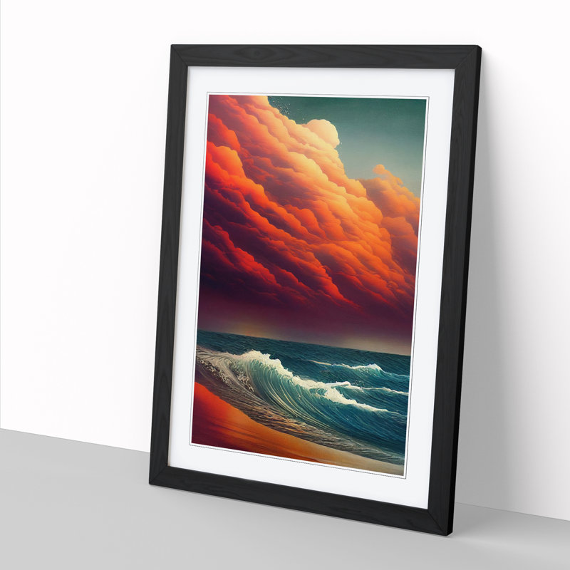 Seascape - Single Picture Frame Painting, 64cm H x 46cm W x 2cm D, Walnut