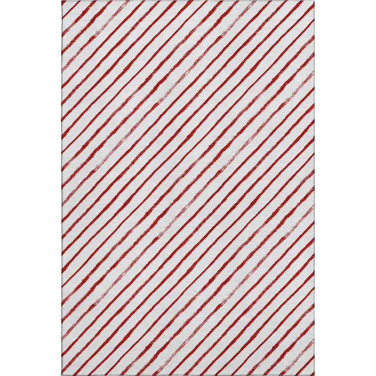Premium Machine Washable Dockside AMF1819 Striped Holiday Rug