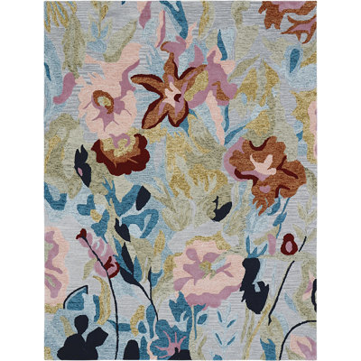 Lannah Handmade Multicolor Floral Wool and Viscose Area Rug