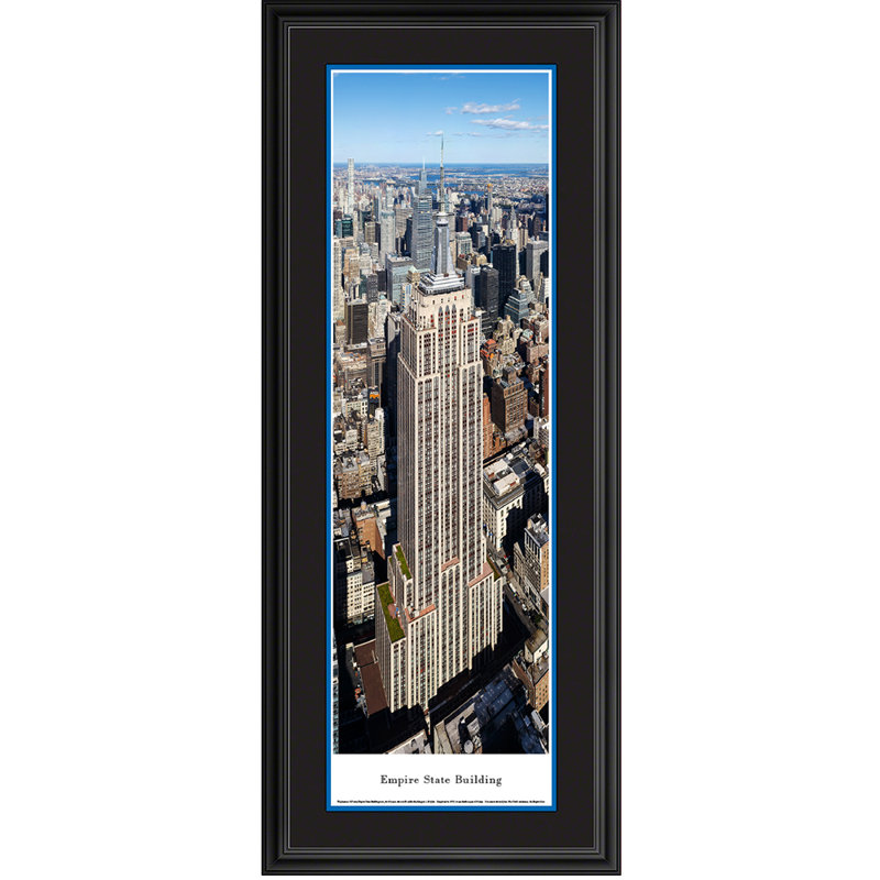 Impression panoramique Empire State Building, H 18 po x l 44 po, Black Deluxe Frame