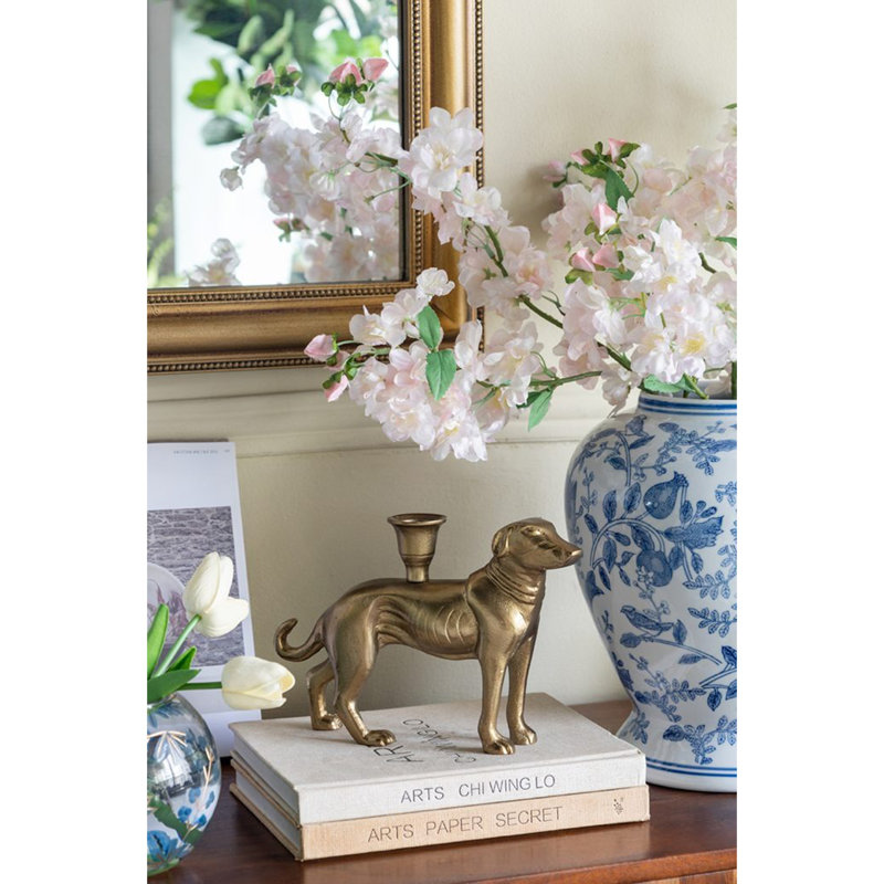Decorative Gold Metal Greyhound Taper Holder