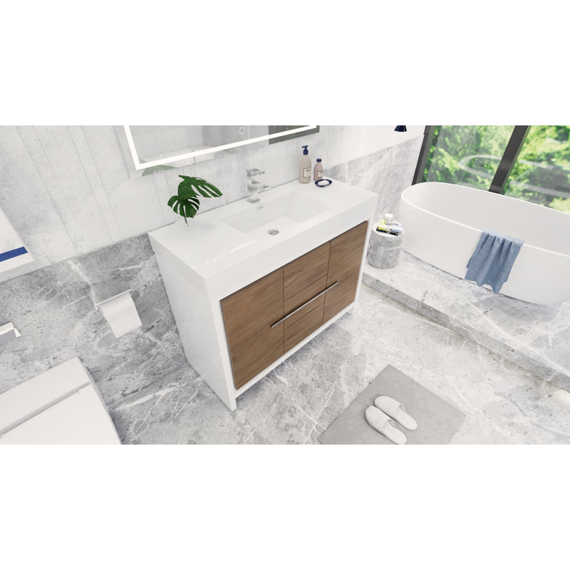 Ensemble de meuble-lavabo simple 48 po Tusculum, Blanc lustré, Chrome