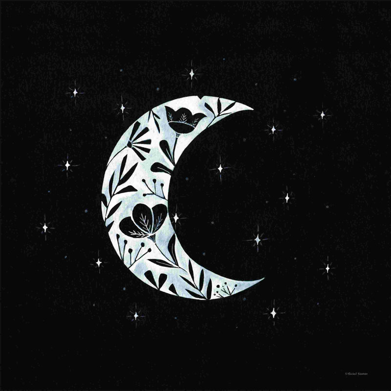 Silhouette florale de lune 2885403, H 12 po x l 12 po, Yes, Cadre simple noir
