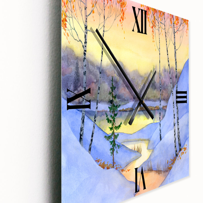 Horloge murale Stream in the Winter Forest II, Petit
