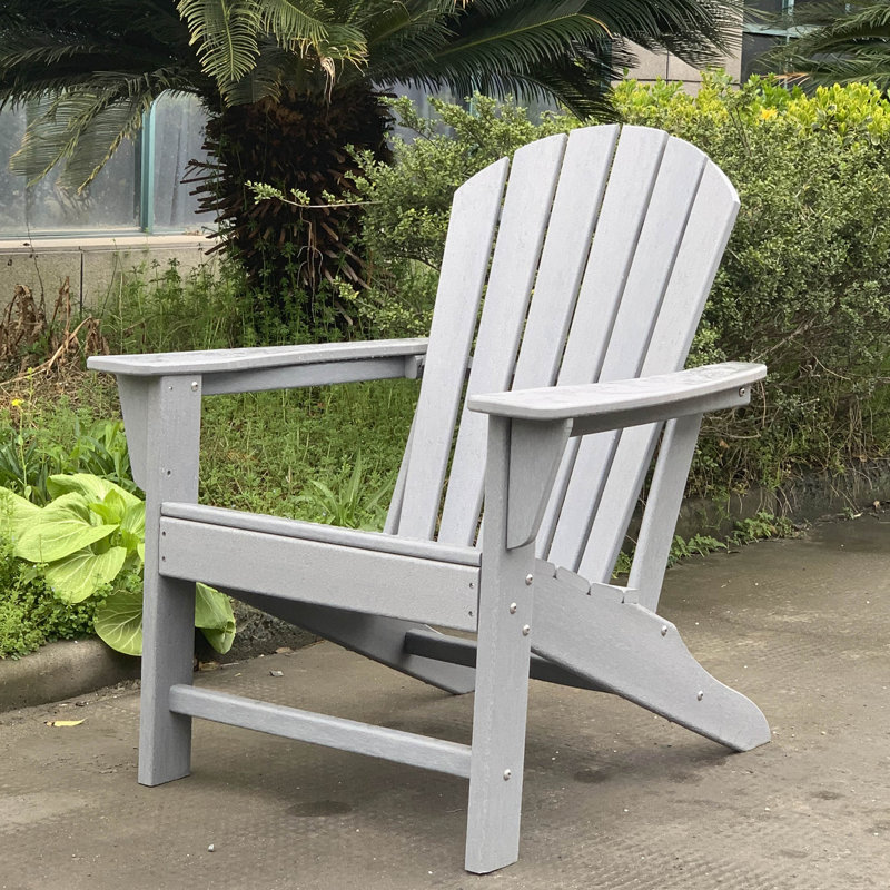 Makowski Outdoor Adirondack Chair, Light Gray
