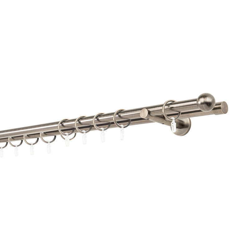 Curtain rod made to measure 20mm ball, 2cm H x 360cm W x 12cm D, Burnished