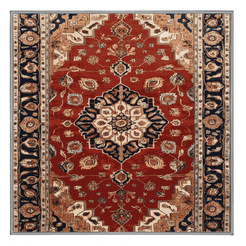 Machine Washable Persian Brown Area Rug, Square 4'