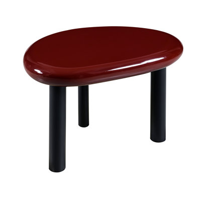 Eddie Red High Gloss End Table With Durable MDF Top And Metal Base, Perfect For Modern Living Spaces.