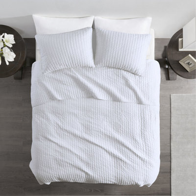 3 Piece Quilt Set White Full/Queen