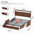 Modern Full Bed with 4 Drawers and Open Storage Headboard, Adjustable LED Light and Charging Station, No Box Spring Needed-1910308963-1910308962