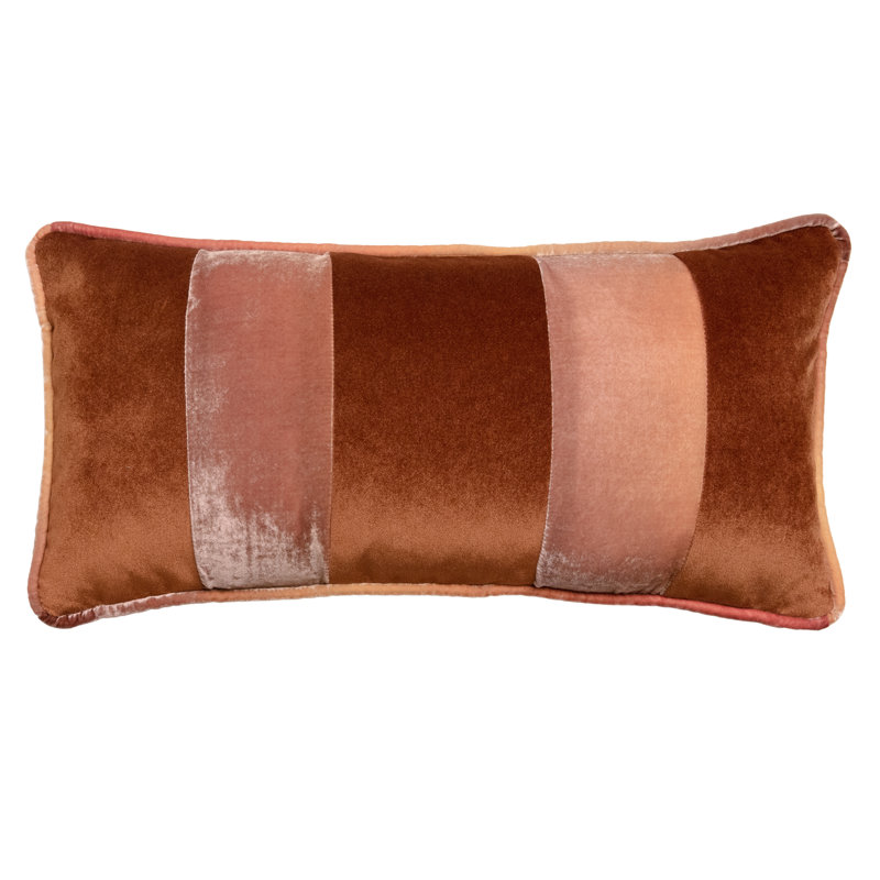 Banded Lumbar Velvet Pillow, Sunstone
