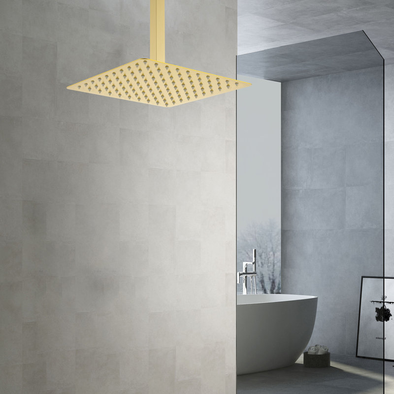 Rain Fixed Shower Head, Brushed Gold