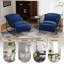 Chaise d'appoint rembourrée avec cadre en métal et mélange de polyester bleu-701988068