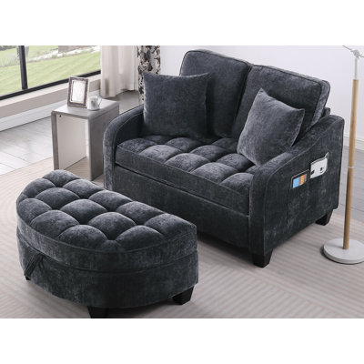 Accent Chair With Storage Semicircular Ottoman