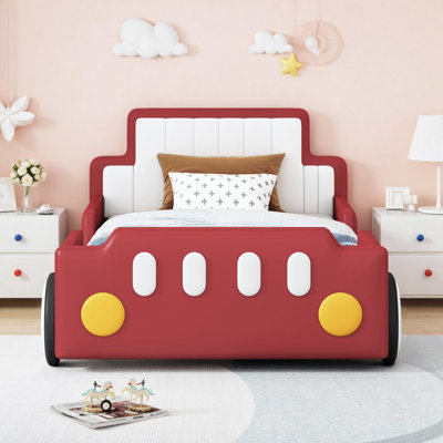 Ergonomic support Kids Race Car-Shaped Platform Bed with Wheels by Zoomie Kids