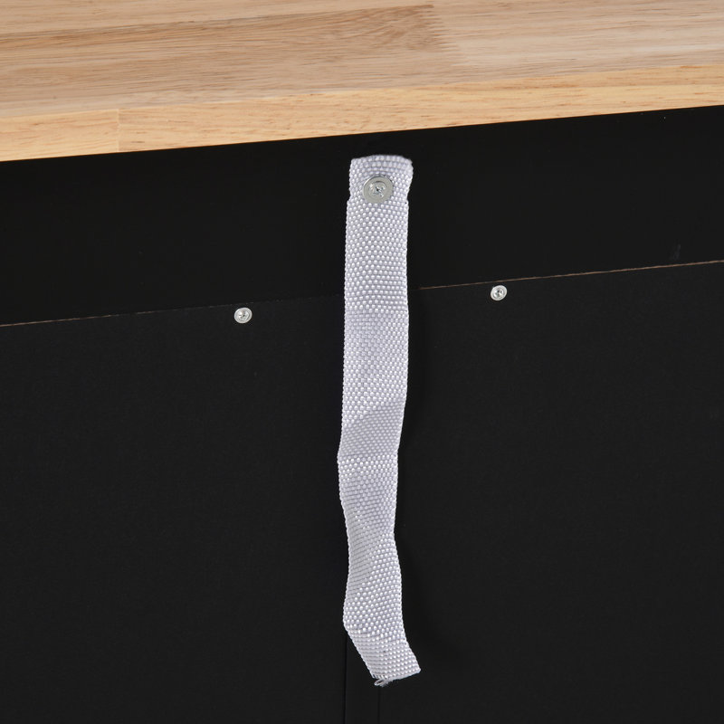 Armoire de rangement Sideboard - noire avec comptoir en bois massif. 2 tiroirs, tablette réglable pour un comptoir de maison ordonné et ordonné.