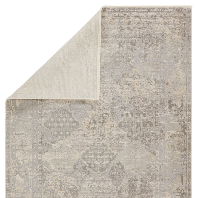 Tapis gris tissé à la machine Clint, Rectangle 9 pi 6 po x 12 pi 6 po