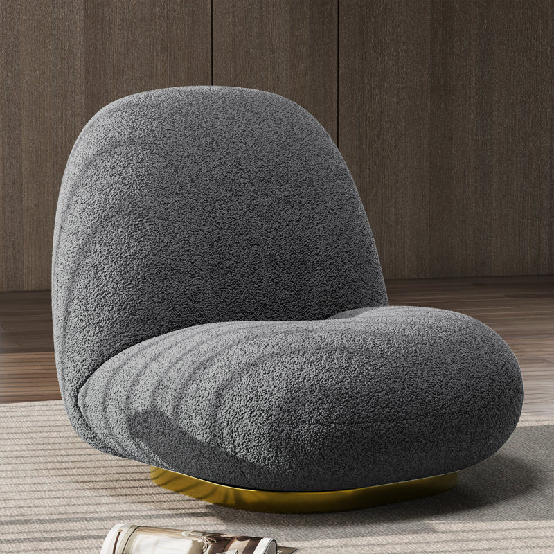 SWIVEL BARREL CHAIR,Living room chair,Bedroom chair with ergonomic curved back, Gray Velvet