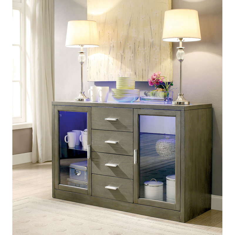 Buffet 4 tiroirs Babli, Gris