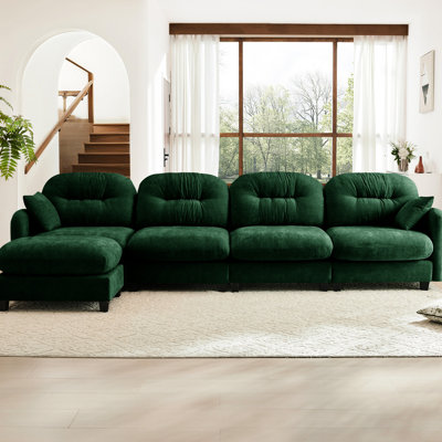 Canapé modulaire 4 places avec revêtement en chenille doux, assise ergonomique, dossier et canapé flexible
