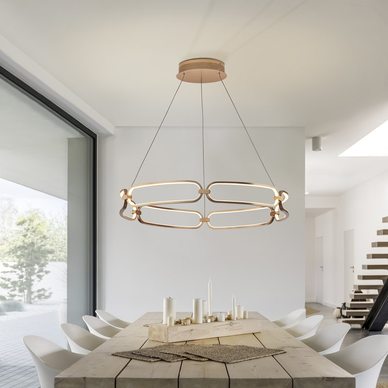 Mercedes 6 - Light LED Geometric Pendant, Gold