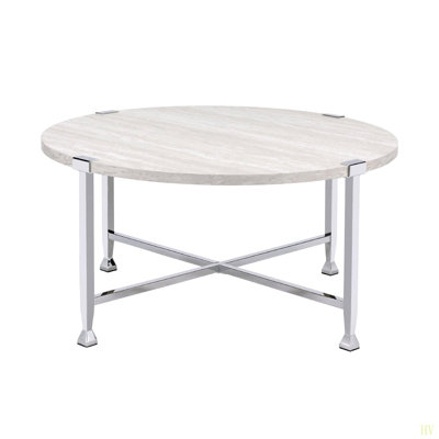 Table basse ronde avec cadre en métal