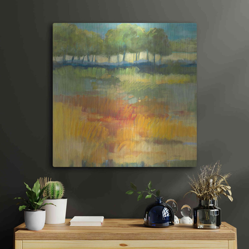 Red Barrel Studio® «Late Summer Landscape I» par Carol Rowan, art mural en métal, MTL-12426, H 24 po x l 24 po