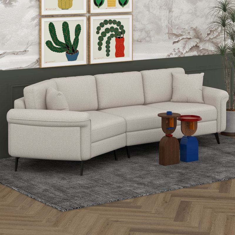 Canapé en chenille, canapé à siège profond confortable, canapé de futon surdimensionné à 3 places avec 2 coussins imprimés de 111 po