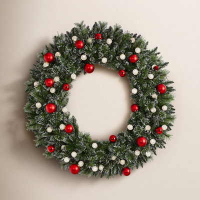48'' Faux Holly Lighted Wreath