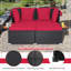 Lit de jour d'extérieur avec auvent rétractable Lit de repos en rotin PE avec coussins et coussins moelleux 2 plateaux latéraux pliables-506983247