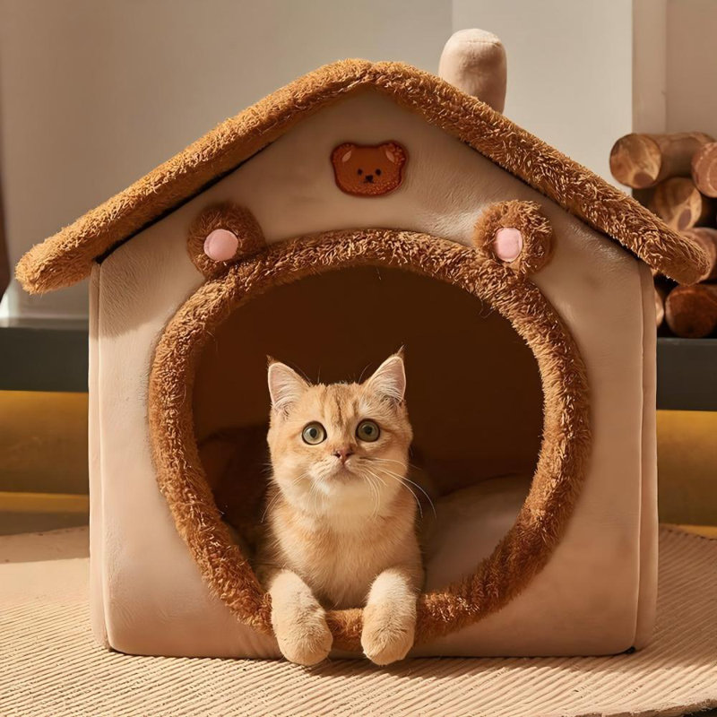 Indoor Cat Bed With Removable Cushion For Kittens And Puppies
