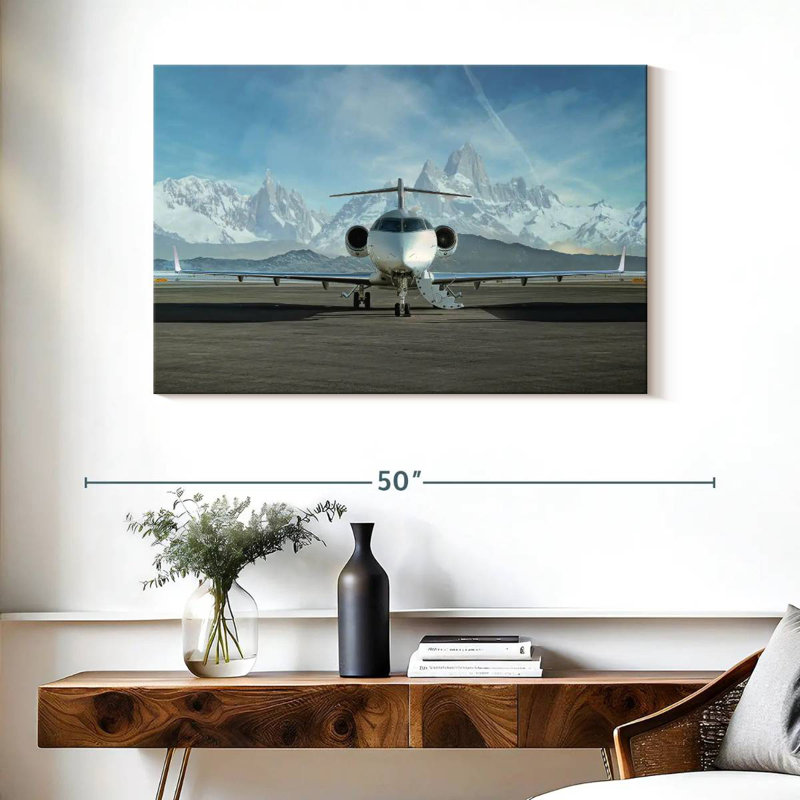 Mehar Snowy Mountains Private Jet, 26" H x 39" W