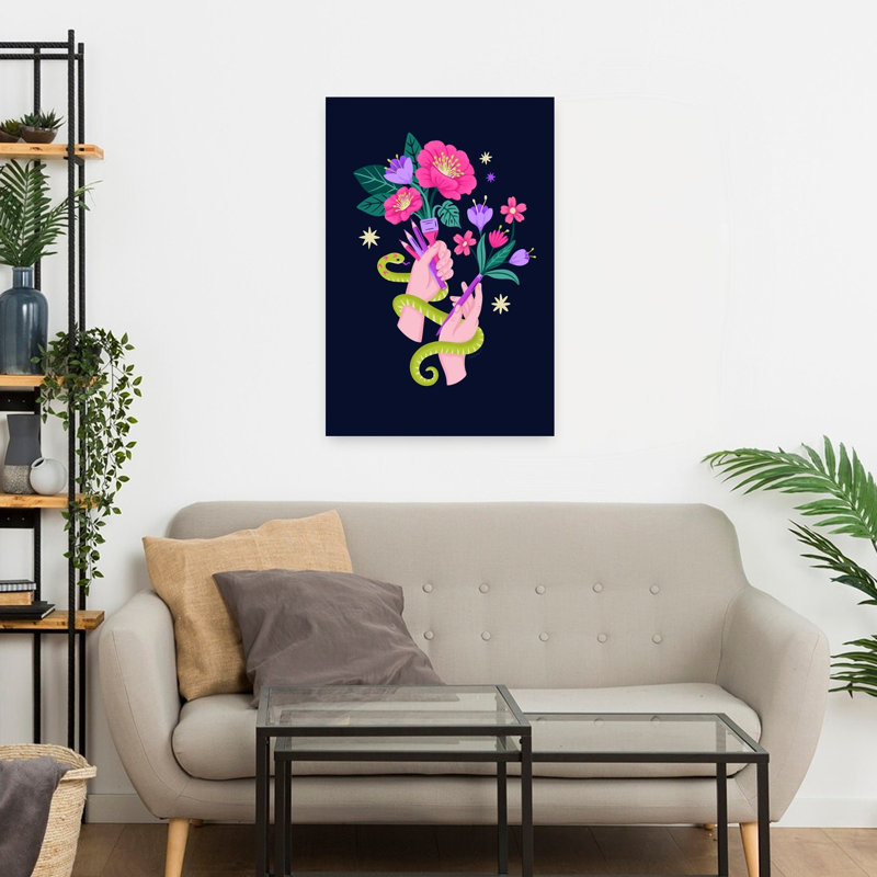 Art mural floral artistique, H 24 po x l 16 po
