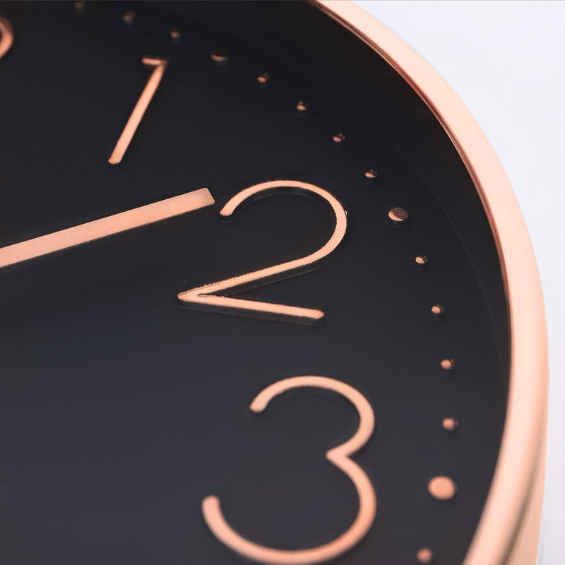 Wall Clock, Black/Rose Gold