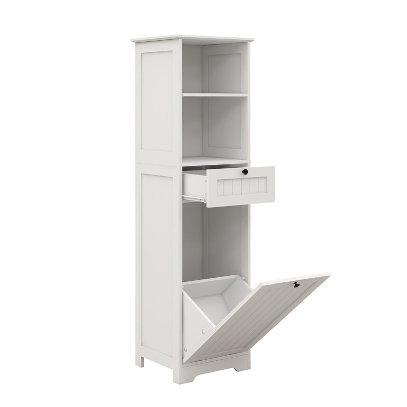 Armoire de trieur de linge inclinable à un compartiment et un tiroir - Blanc
