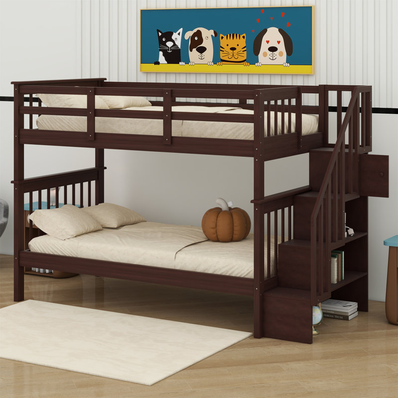 Drizzt Kids Twin Over Twin Bunk Bed, Espresso
