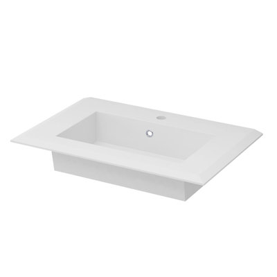 Latitude Run® Walbrook 18.1'' Matte White Solid Surface Square Bathroom Sink with Faucet and Overflow