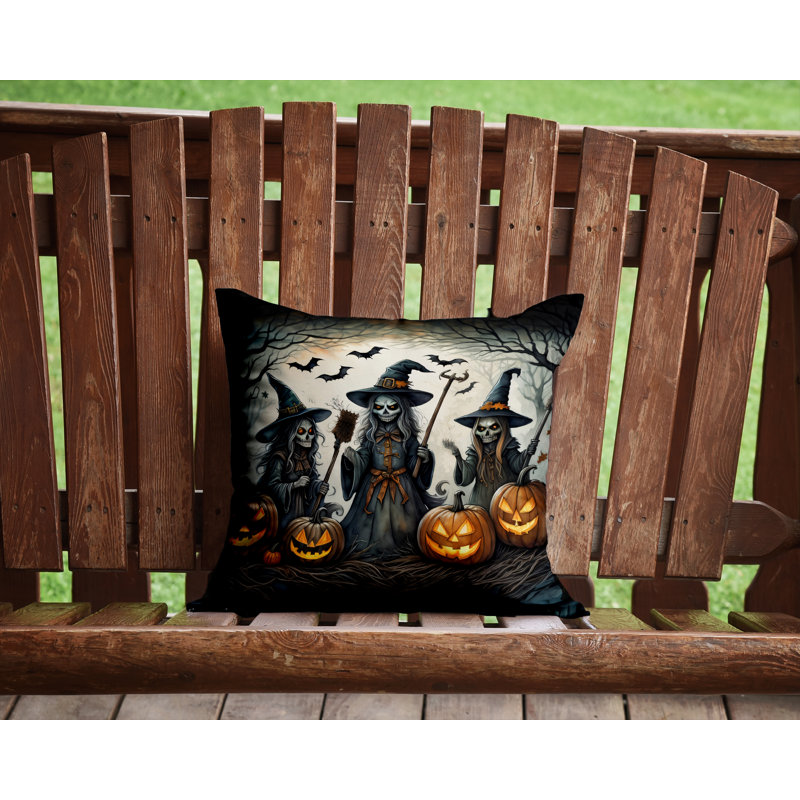 Coussin décoratif intérieur / extérieur en polyester More / Spooky More Spooky Halloween, 14 po x 14 po
