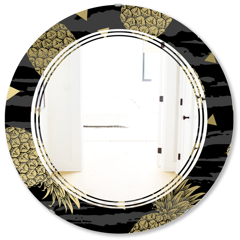 Miroir mural sans cadre à l’ananas triple c, 31,5 po x 31,5 po, Ananas 1