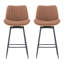 Chelsea Walnut Bentwood & Faux Leather Swivel Bar Stool with Metal Legs and Footrest-1010602715