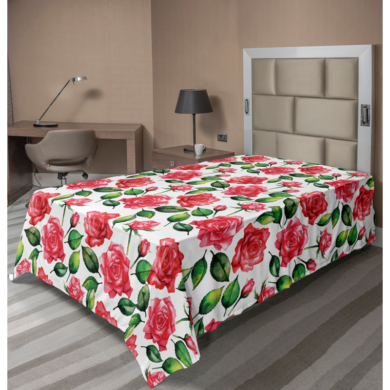 Drap plat Ambesonne Orient, Drap plat pour lit simple, Jaune, vert et bleu sarcelle / motif damassé