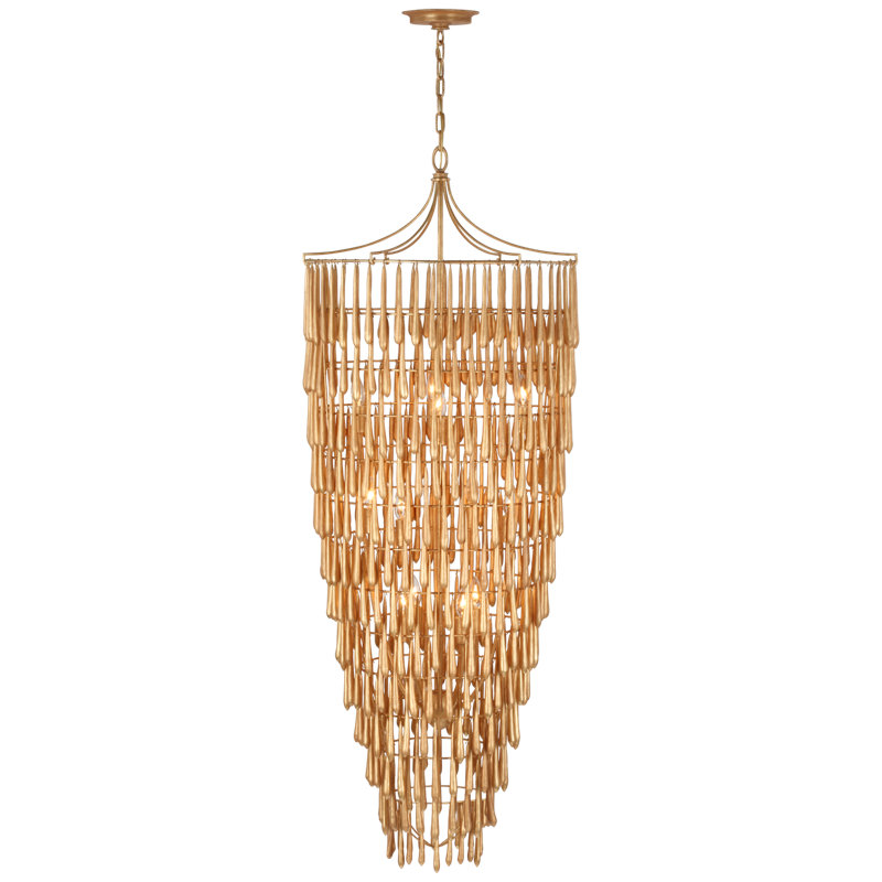 Julie Neill Vacarro Tall Cascading Chandelier, Antique Gold