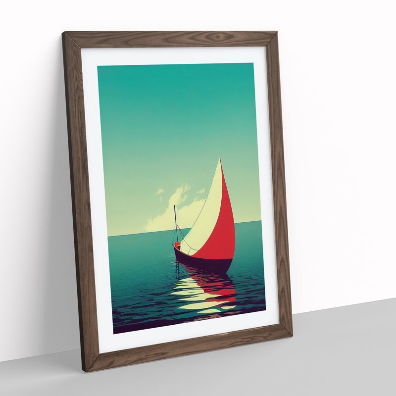 Awesome Boat - Single Picture Frame Print, 34cm H x 25cm W x 2cm D, Walnut Framed